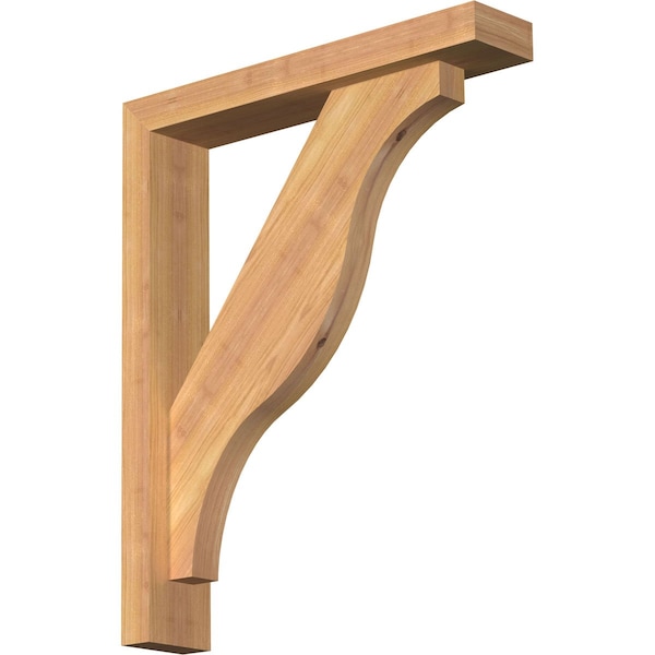 Ekena Millwork Funston Block Smooth Bracket w/ Offset Brace, Western Red Cedar, 3 1/2"W x 18"D x 22"H BKT0402X18X22FST05SWR - main